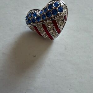 Swarovski Braveheart Heart-Shaped Red, Blue, and Silver Brooch